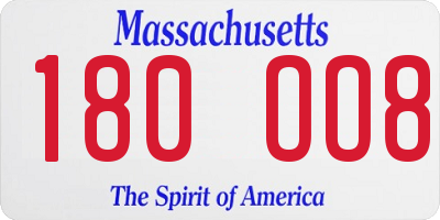 MA license plate 180OO8