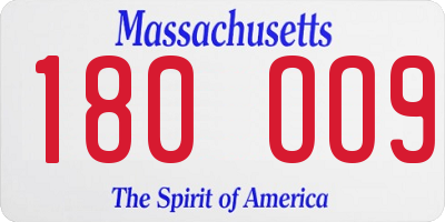 MA license plate 180OO9