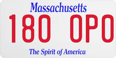 MA license plate 180OP0