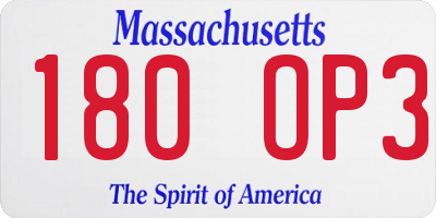 MA license plate 180OP3
