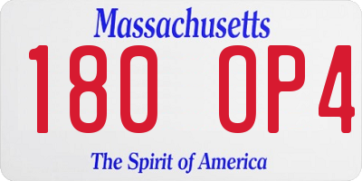 MA license plate 180OP4