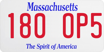 MA license plate 180OP5