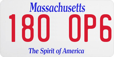 MA license plate 180OP6