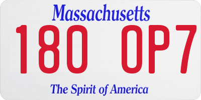 MA license plate 180OP7