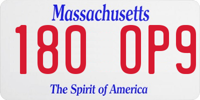 MA license plate 180OP9