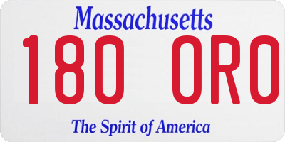 MA license plate 180OR0