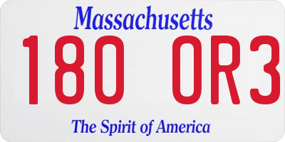 MA license plate 180OR3