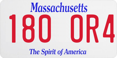 MA license plate 180OR4
