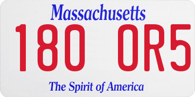 MA license plate 180OR5