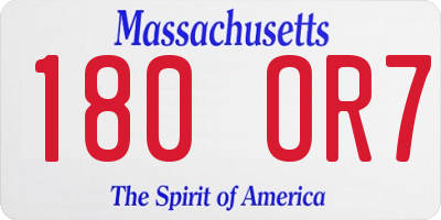 MA license plate 180OR7