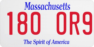 MA license plate 180OR9