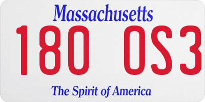 MA license plate 180OS3
