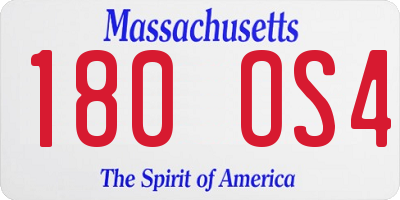 MA license plate 180OS4