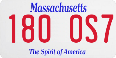 MA license plate 180OS7