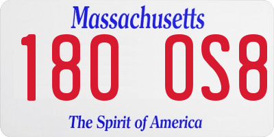 MA license plate 180OS8