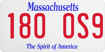 MA license plate 180OS9