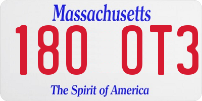MA license plate 180OT3