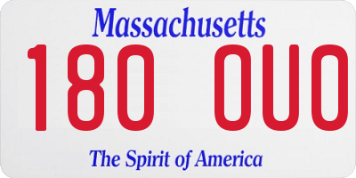 MA license plate 180OU0