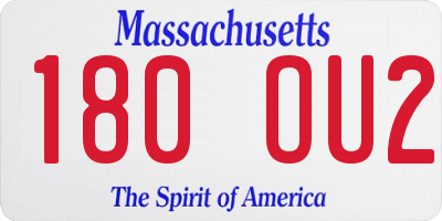 MA license plate 180OU2