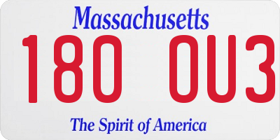 MA license plate 180OU3