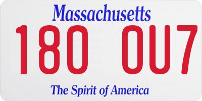 MA license plate 180OU7