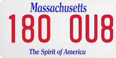 MA license plate 180OU8