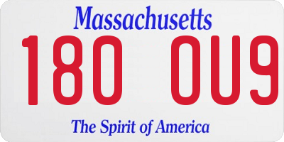 MA license plate 180OU9