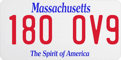 MA license plate 180OV9