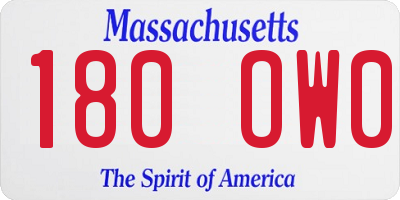 MA license plate 180OW0