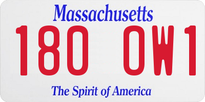 MA license plate 180OW1