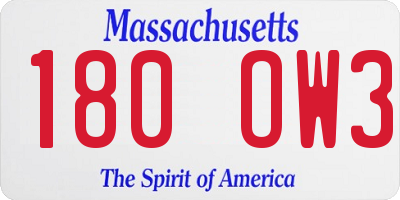 MA license plate 180OW3