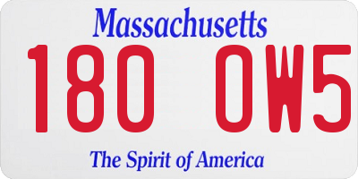 MA license plate 180OW5