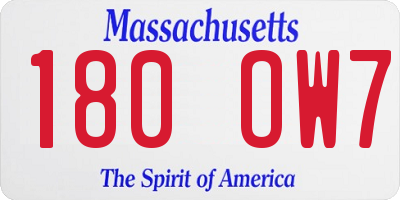 MA license plate 180OW7
