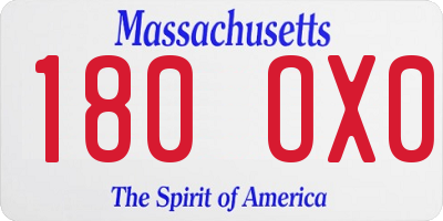 MA license plate 180OX0