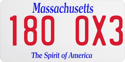 MA license plate 180OX3
