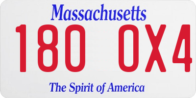 MA license plate 180OX4