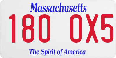 MA license plate 180OX5
