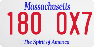 MA license plate 180OX7
