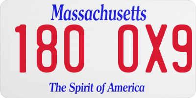 MA license plate 180OX9