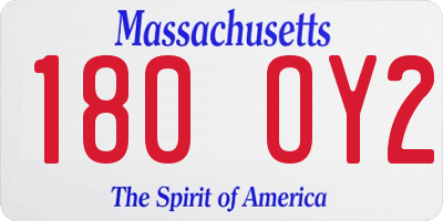 MA license plate 180OY2