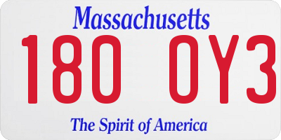 MA license plate 180OY3