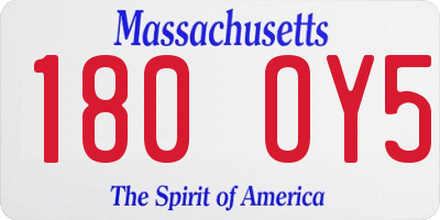 MA license plate 180OY5