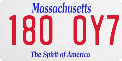 MA license plate 180OY7
