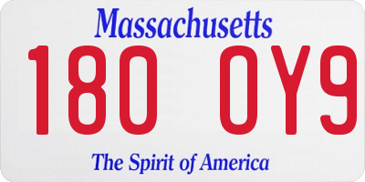 MA license plate 180OY9