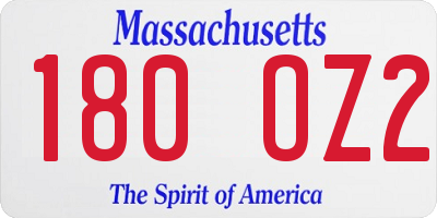 MA license plate 180OZ2