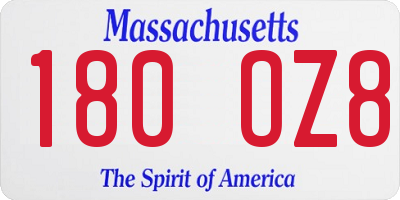 MA license plate 180OZ8