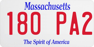 MA license plate 180PA2