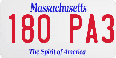 MA license plate 180PA3