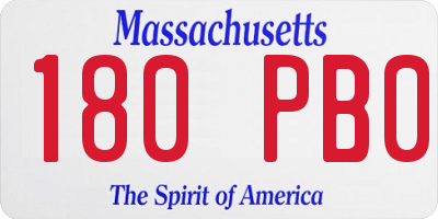 MA license plate 180PB0