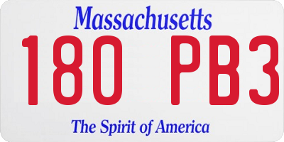 MA license plate 180PB3